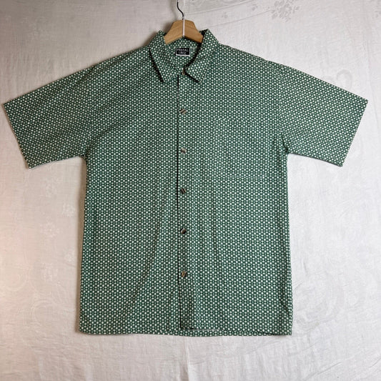 PRIMAL URGE Shirt Mens Extra Large Green Geometric Short Sleeve Button Up Shirt