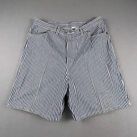 Vintage Faded Glory Denim Shorts Size 18 Blue White Stripe Hickory Workwear
