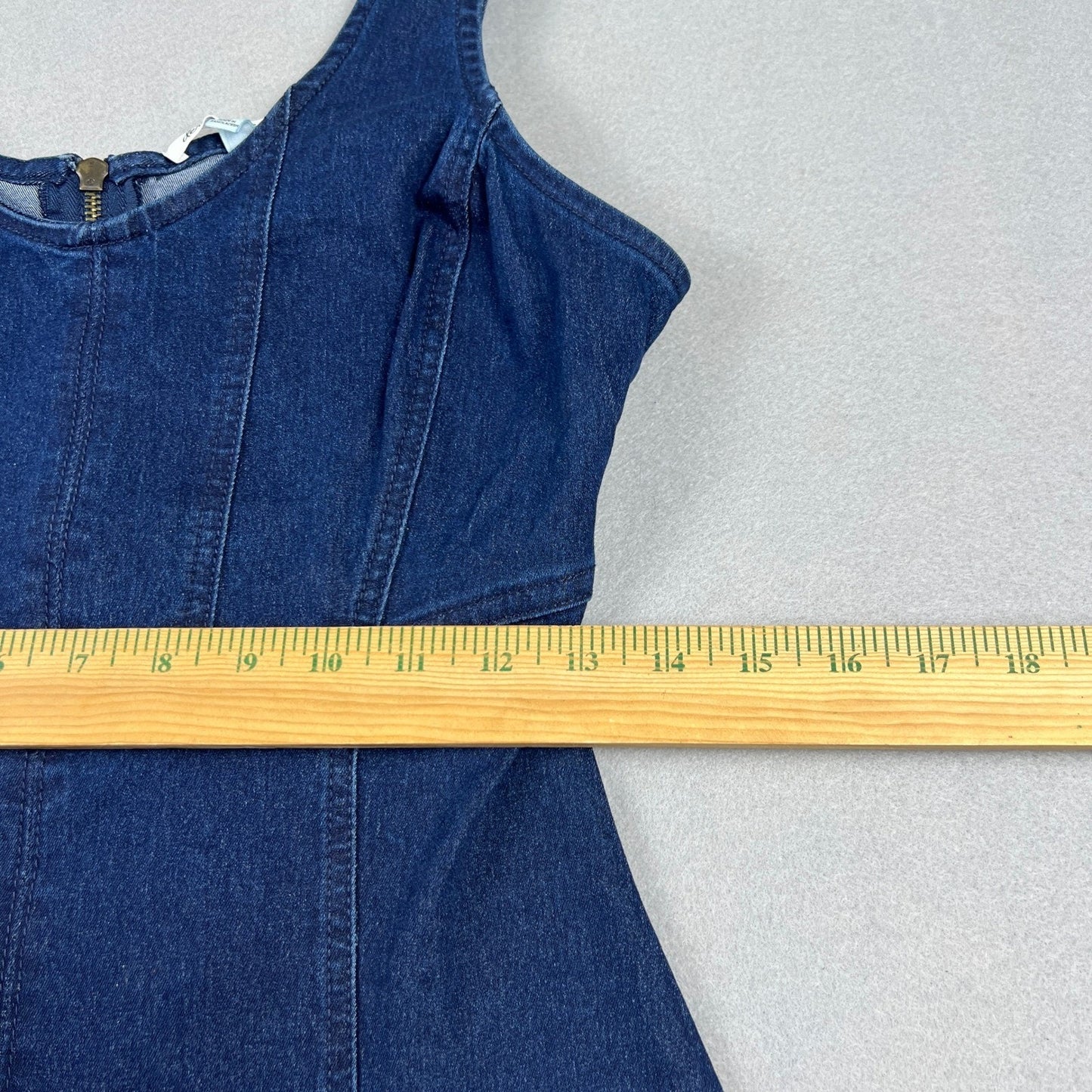 Derek Heart Denim Mini Dress Womens Medium Blue Stretch Zip Back Casual Chic