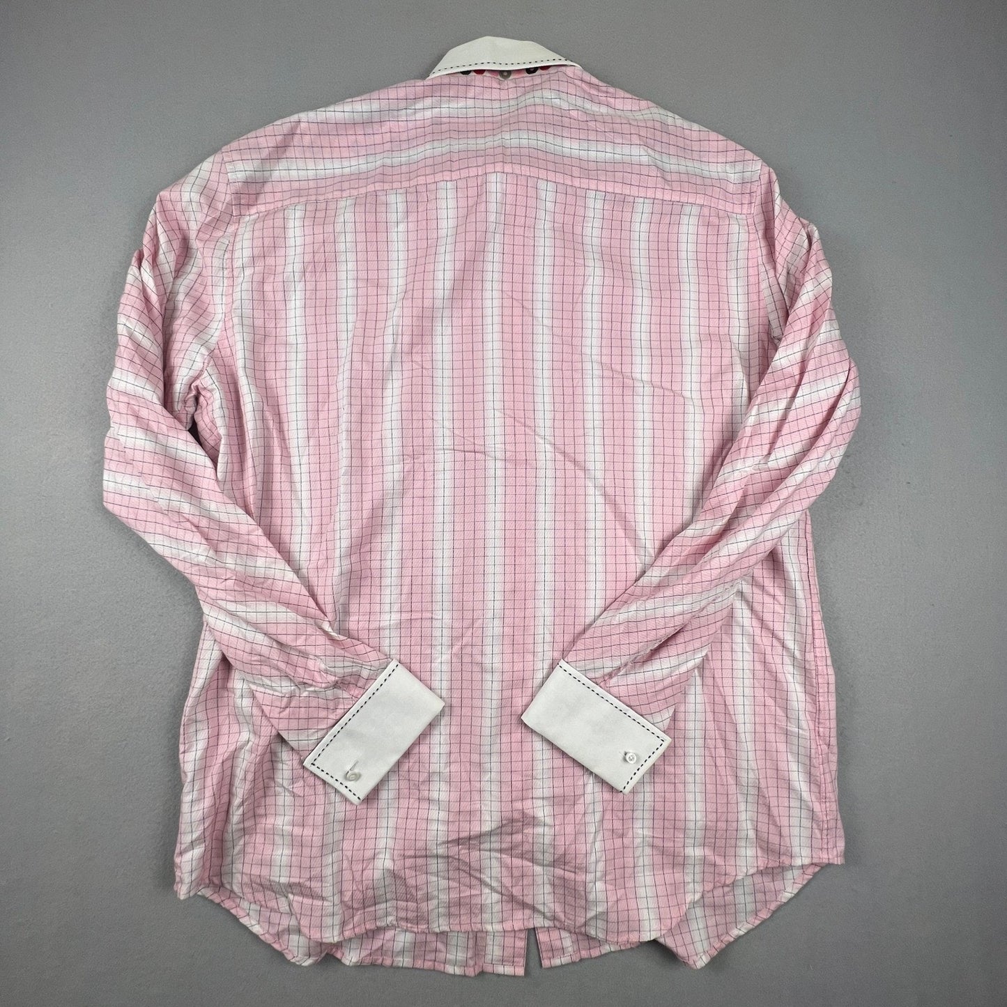 Enyce Button Down Shirt Mens XL Pink Plaid Woven French Cuff Contrast Y2K Urban