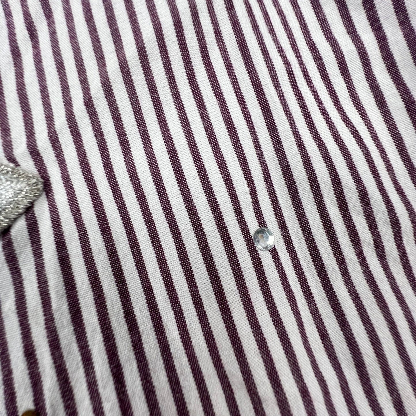 Bobbie Brooks Button Up Shirt Womens Small Purple Stripe Shoe Applique Blouse