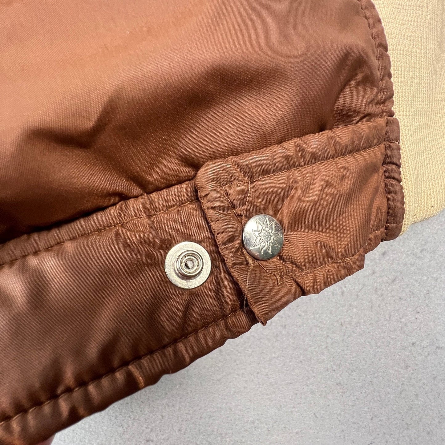 VTG Alpine Designs Goose Down Puffer Jacket XL Brown USA Made Ski Coat RARE Warm