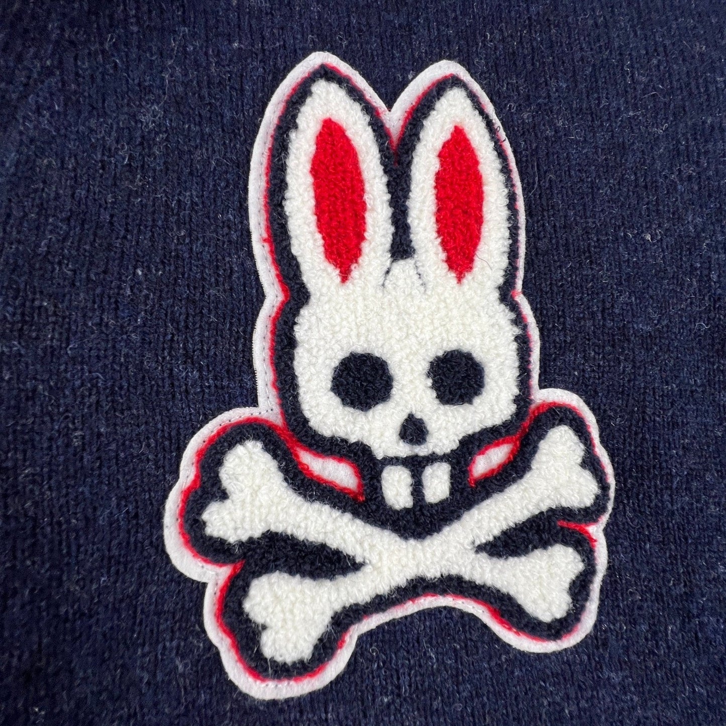 Psycho Bunny Cardigan Sweater Mens 2XL Navy Blue Wool Logo Shawl Preppy Academia