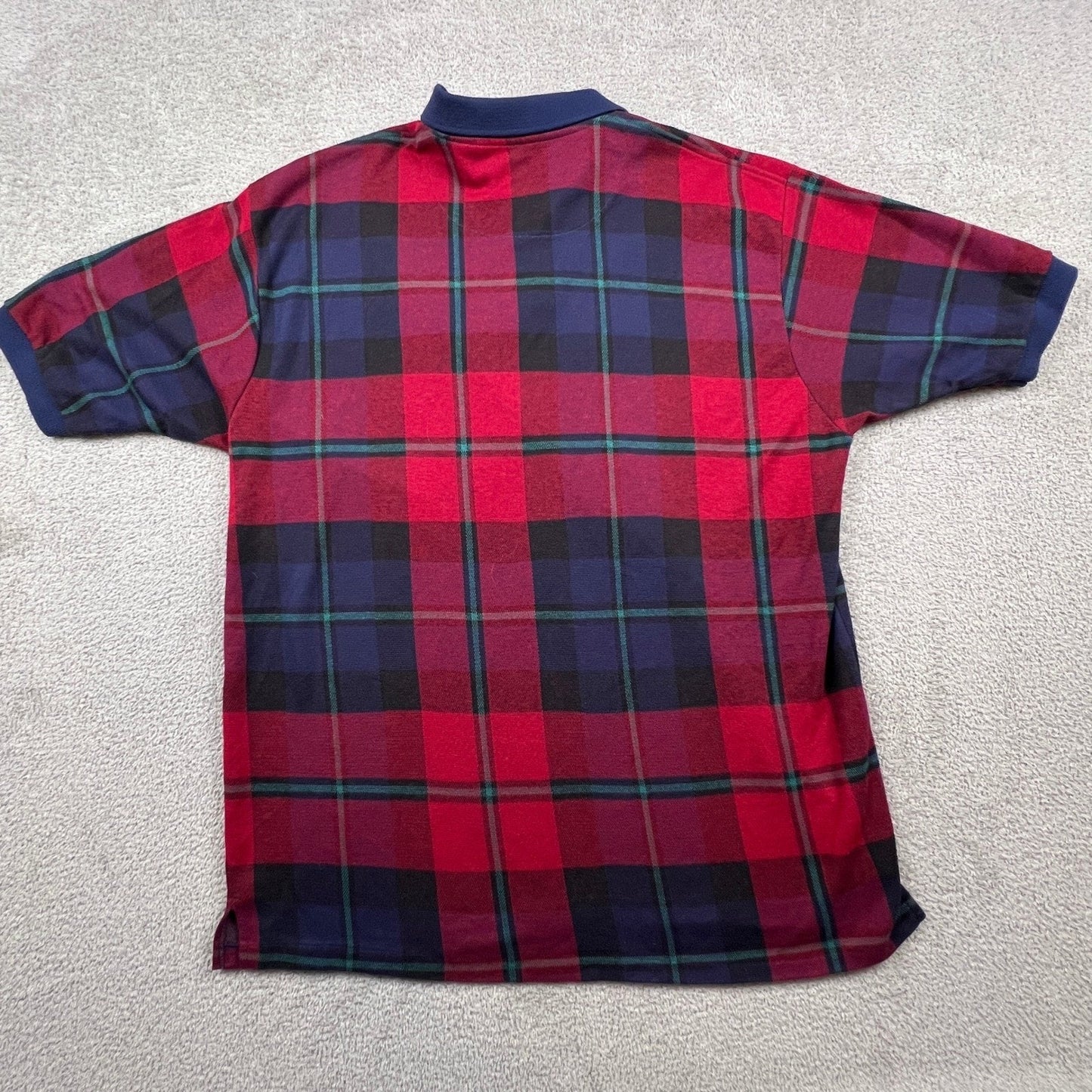 VTG Plaid Polo Shirt Mens XL Sporty Cotton Golf USA New River Co Preppy College