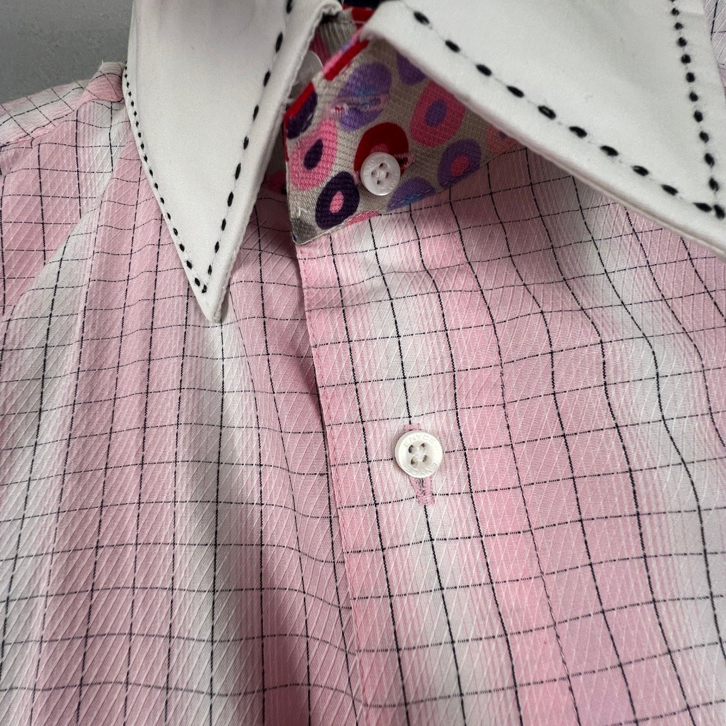 Enyce Button Down Shirt Mens XL Pink Plaid Woven French Cuff Contrast Y2K Urban