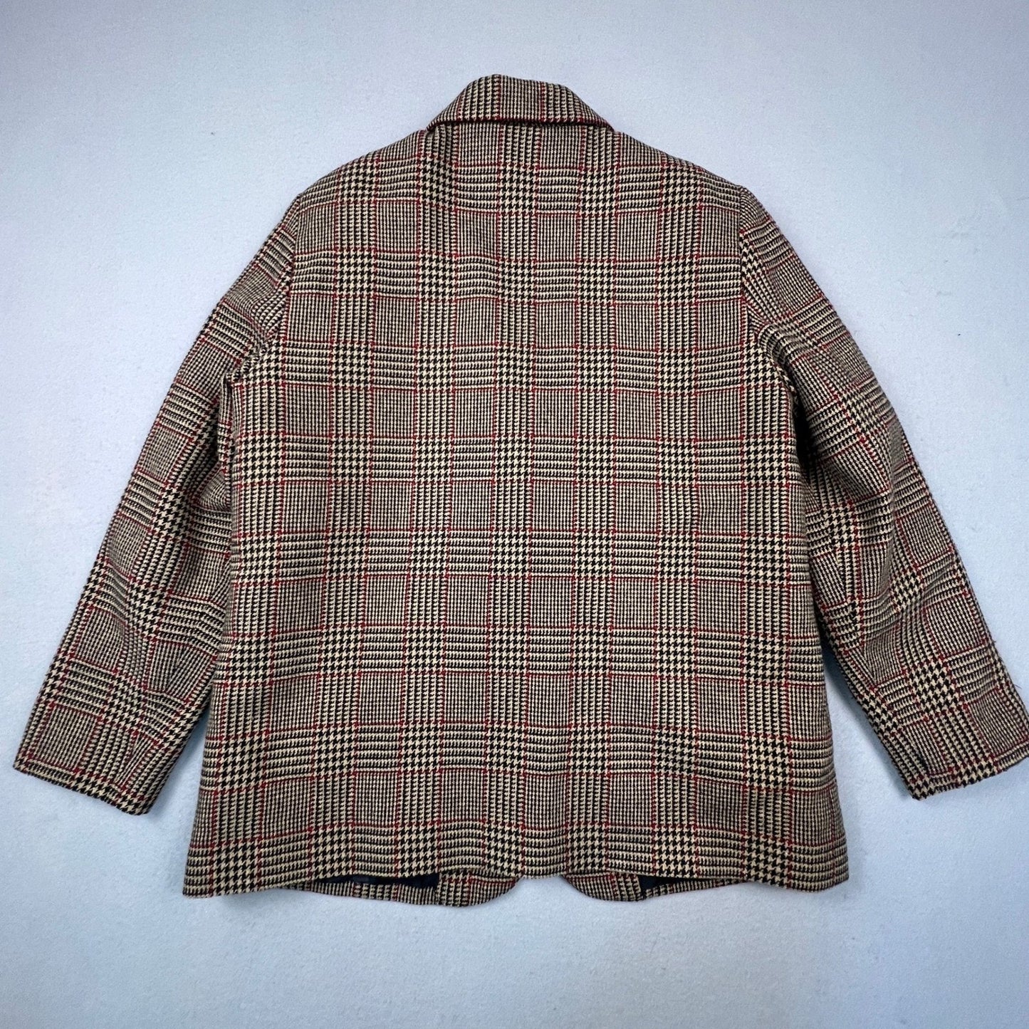 VTG 90s Preppy Dark Academia Blazer Women 14P Glen Plaid Wool Blend Business