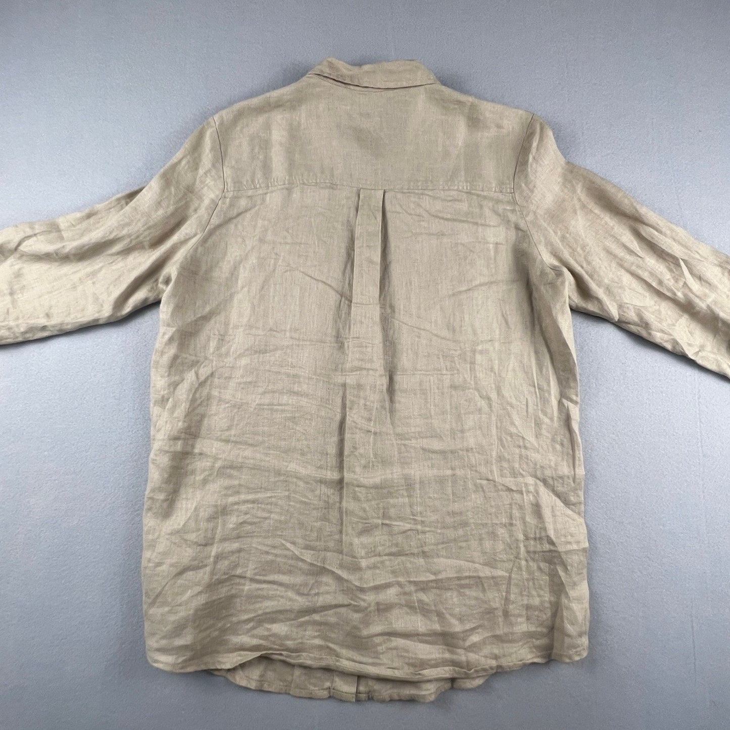 Gap 100% Linen Boyfriend Shirt Mens Medium Beige Casual Coastal Minimal Summer
