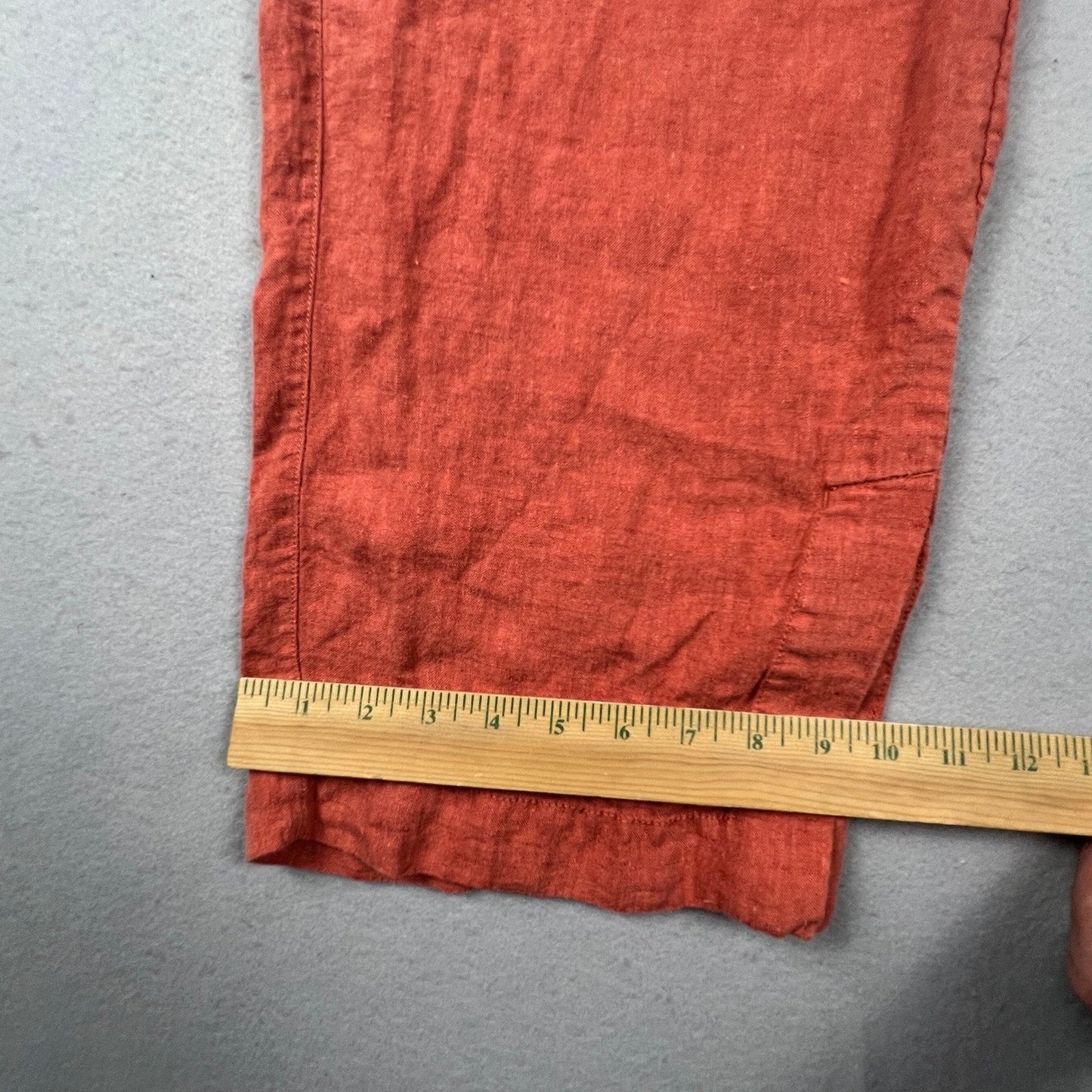 Athleta Cabo Linen Jogger Pants Womens 10P Orange Wide Leg Crop Casual Summer
