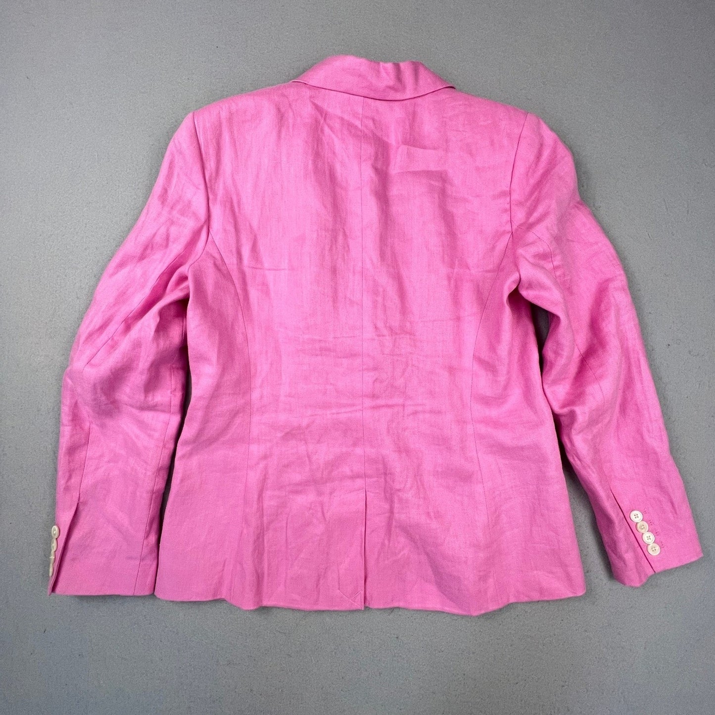 Lauren Ralph Lauren Blazer Women 12 Pink 100% Linen 2Button Career Jacket Office