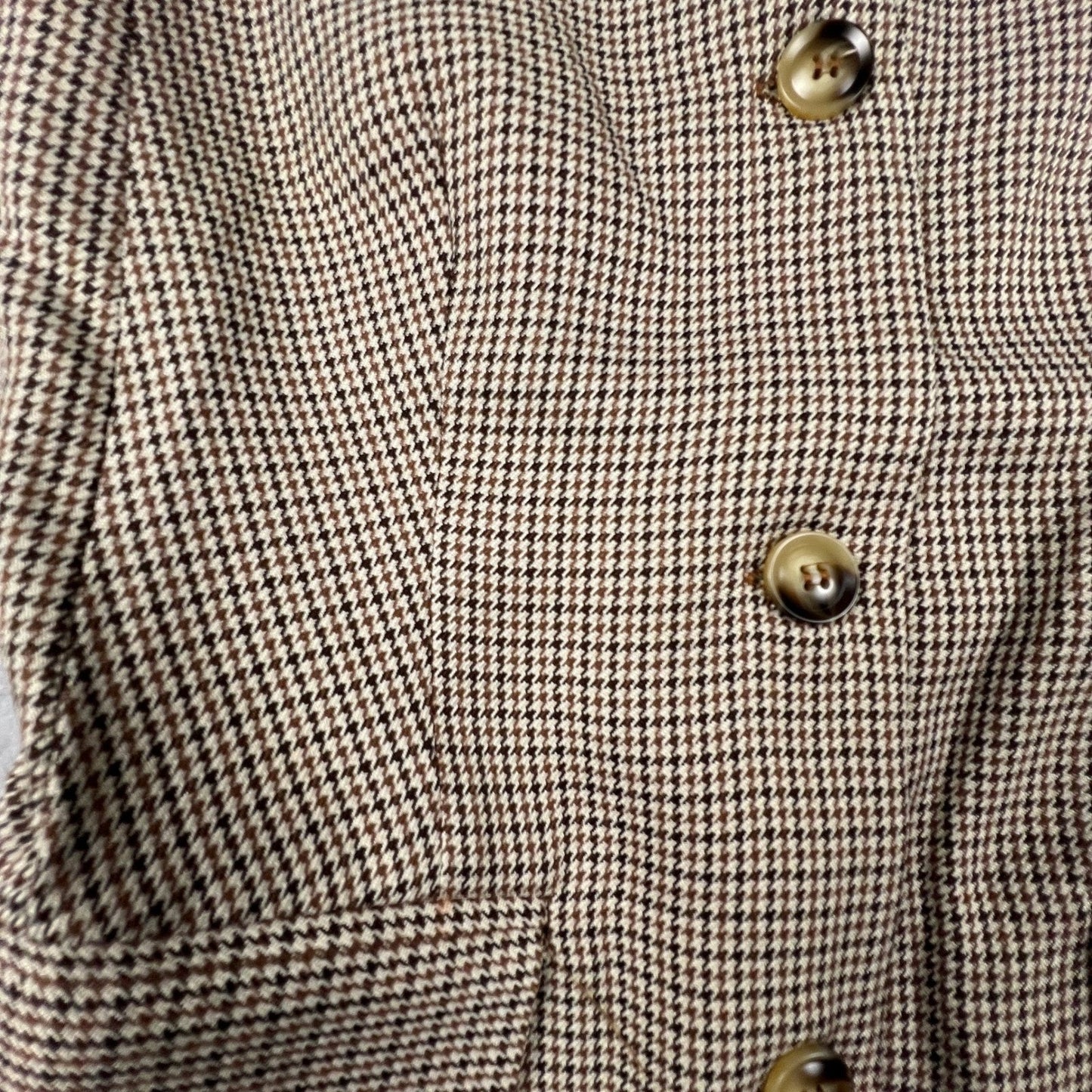 Houndstooth Vest Mini Dress XS Brown Button Front Dark Academia THELIFESTYLEDCO