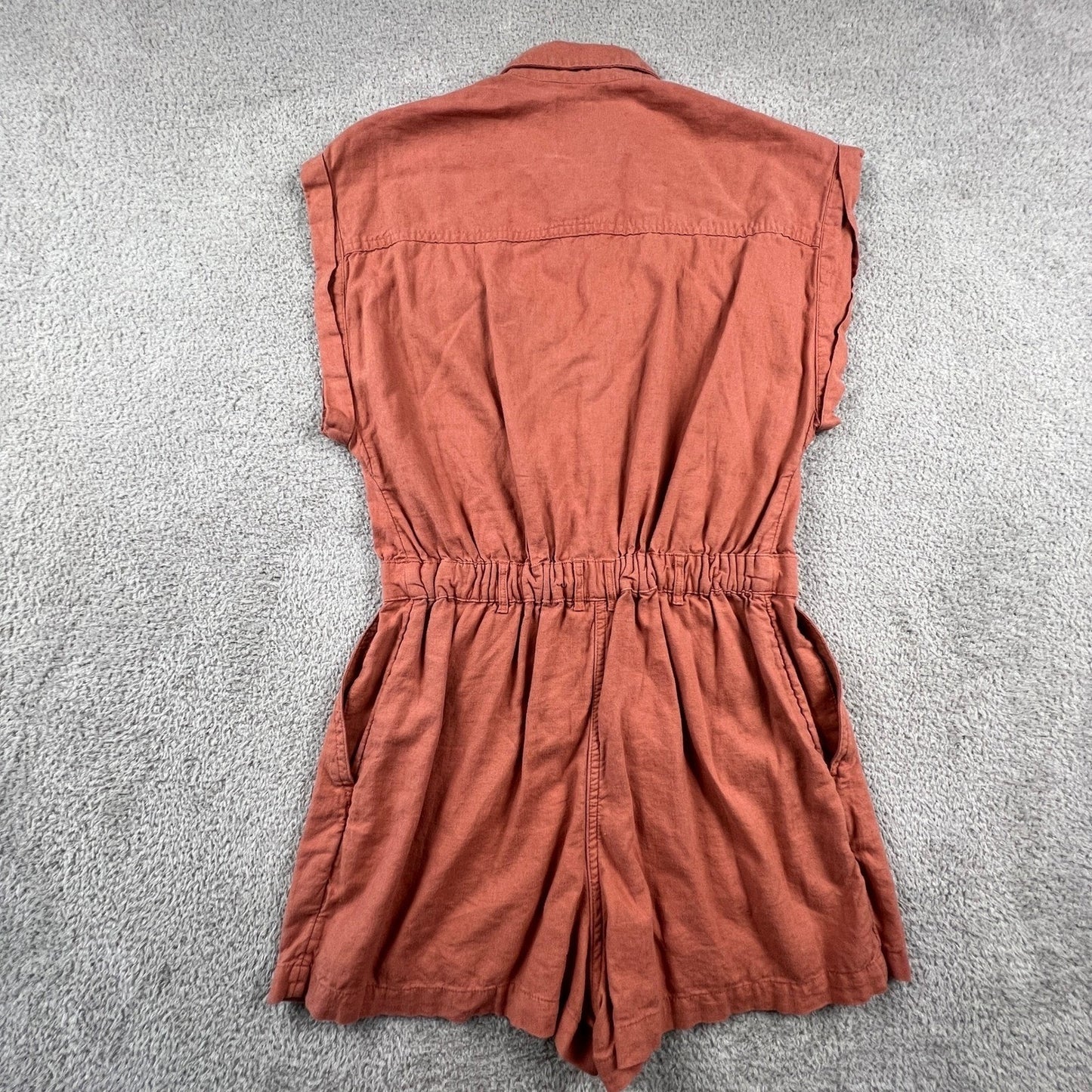 Abercrombie & Fitch Womens Romper XS Linen Blend Utility Terracotta Jumpsuit