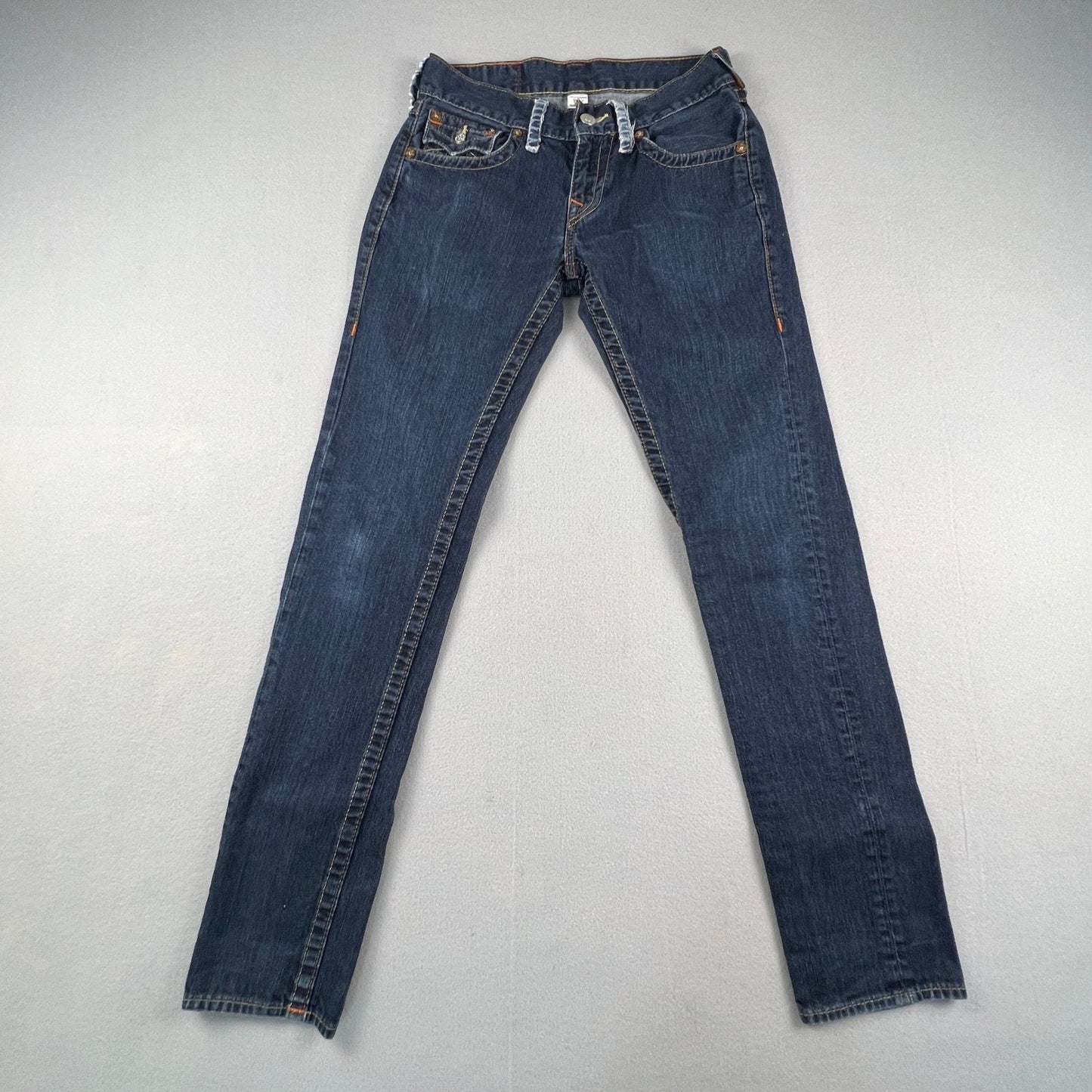 True Religion Skinny Jeans Womens 25 Dark Wash Low Rise Horseshoe Y2K Denim