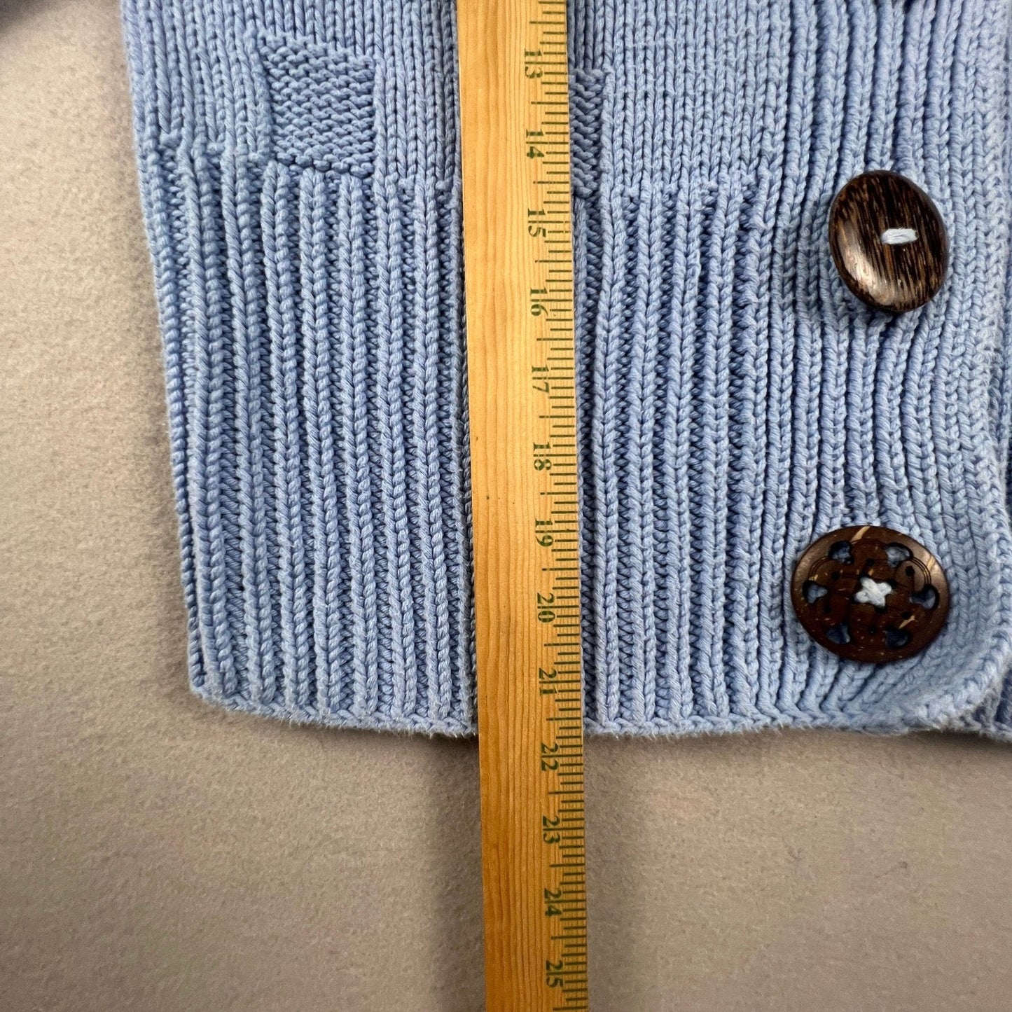 Pure Handknit Cardigan Sweater M/L Blue Cotton Button Up Coastal Grandmacore