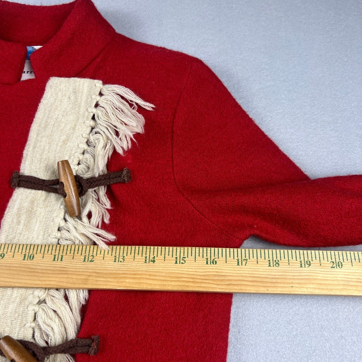 Sparrow Anthropologie Cardigan Womens Small Red Wool Fringe Toggle Boho Sweater