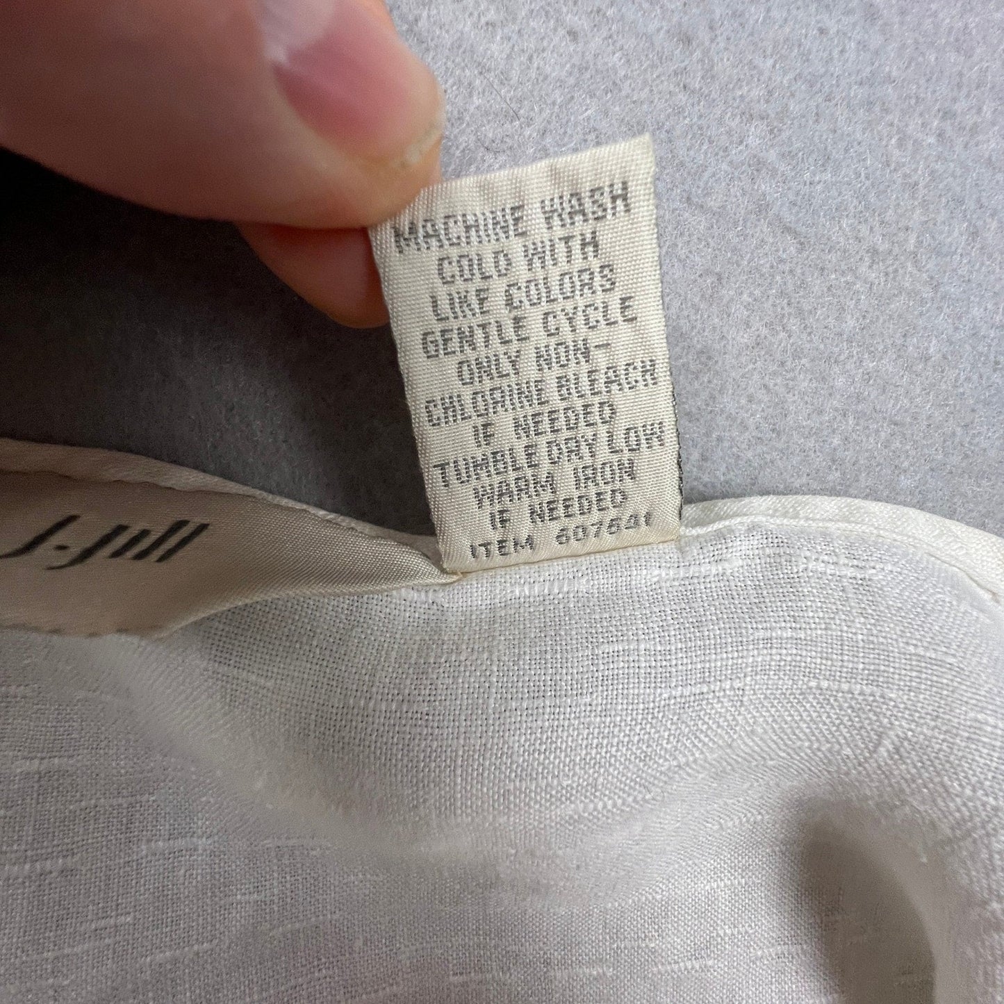 J. Jill Linen Blouse Women XL White Ruffle Hem 3/4 Sleeve Casual Relaxed Boho