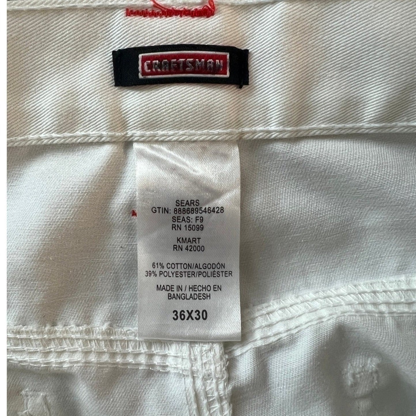 Carpenter Jeans Men's 36x30 White Craftsman Pants Utility Workwear Artist rRver