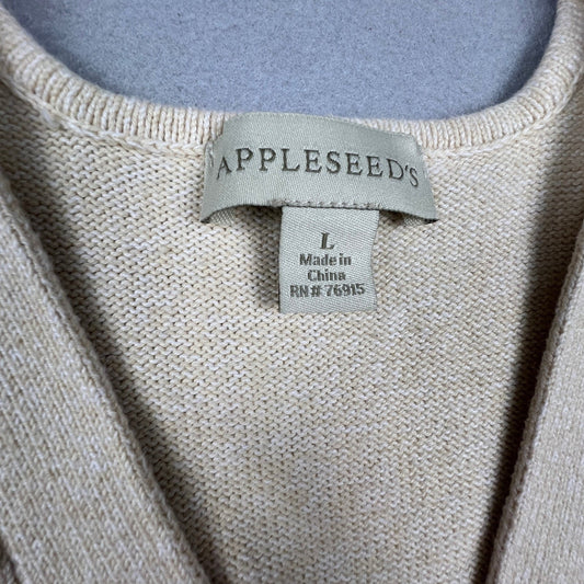 Appleseed's Sweater Vest Womens L Cream Floral Embroidered Cotton Cottagecore