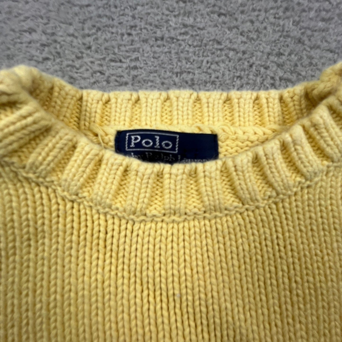 Polo Ralph Lauren Sweater Kids M Yellow Cotton Knit Crewneck Preppy Classic