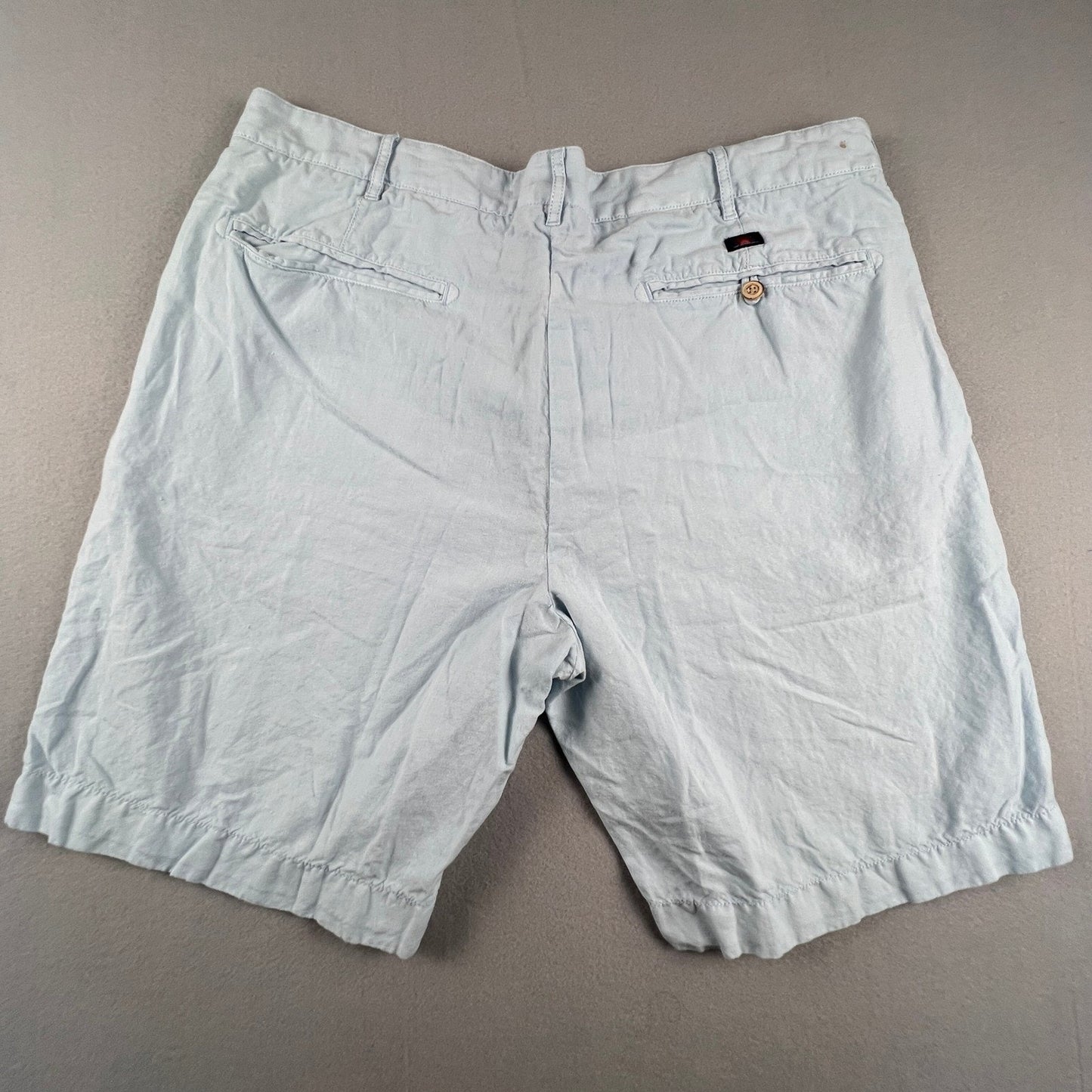 Faherty Shorts Mens 36 Light Blue Linen Blend Flat Front Casual Summer Beach