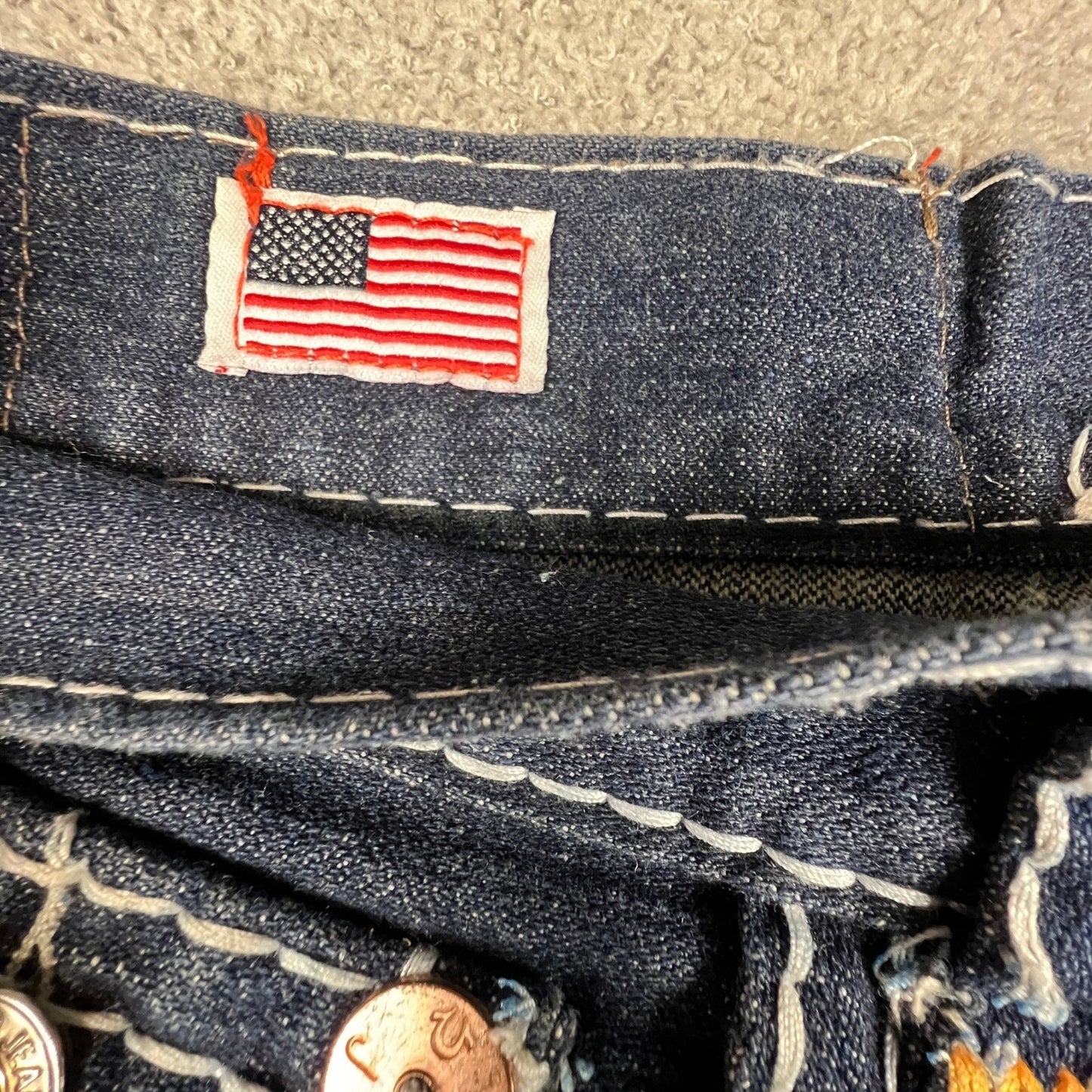 True Religion Joey Super T Jeans Mens 40 Blue Contrast Stitch Made in USA Y2K