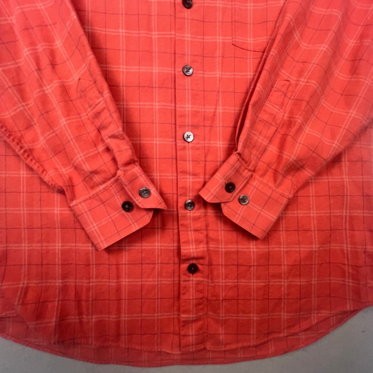 Scott Barber Button Down Shirt Mens M Red Windowpane Plaid Cotton Casual