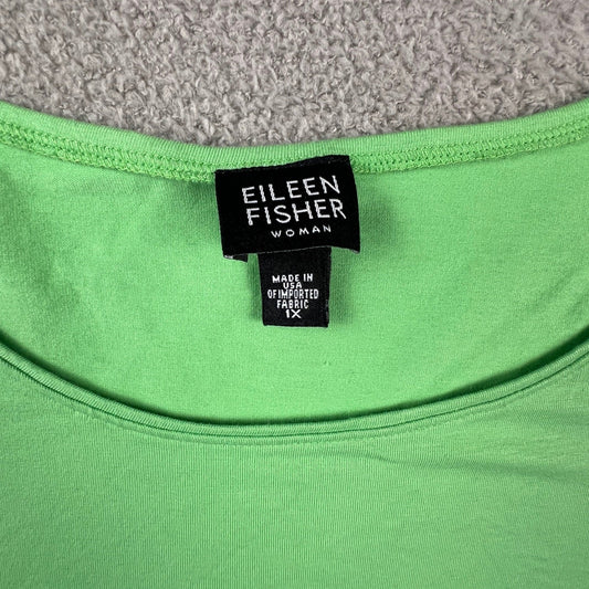 Eileen Fisher Tank Top Women 1X Green Excellent Cotton Lycra Scoop Neck