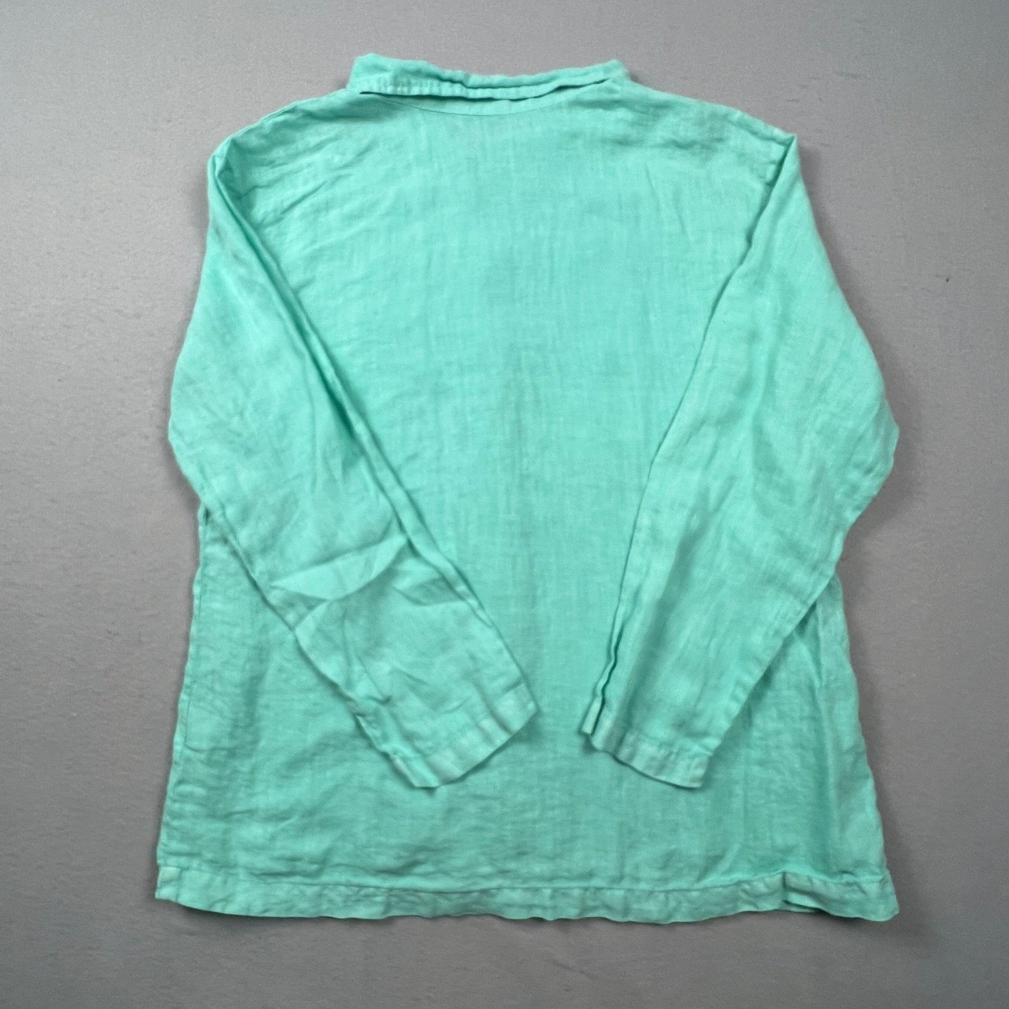 Fresh Produce Linen Button Down Shirt Womens L Seafoam Coastal Casual Summer