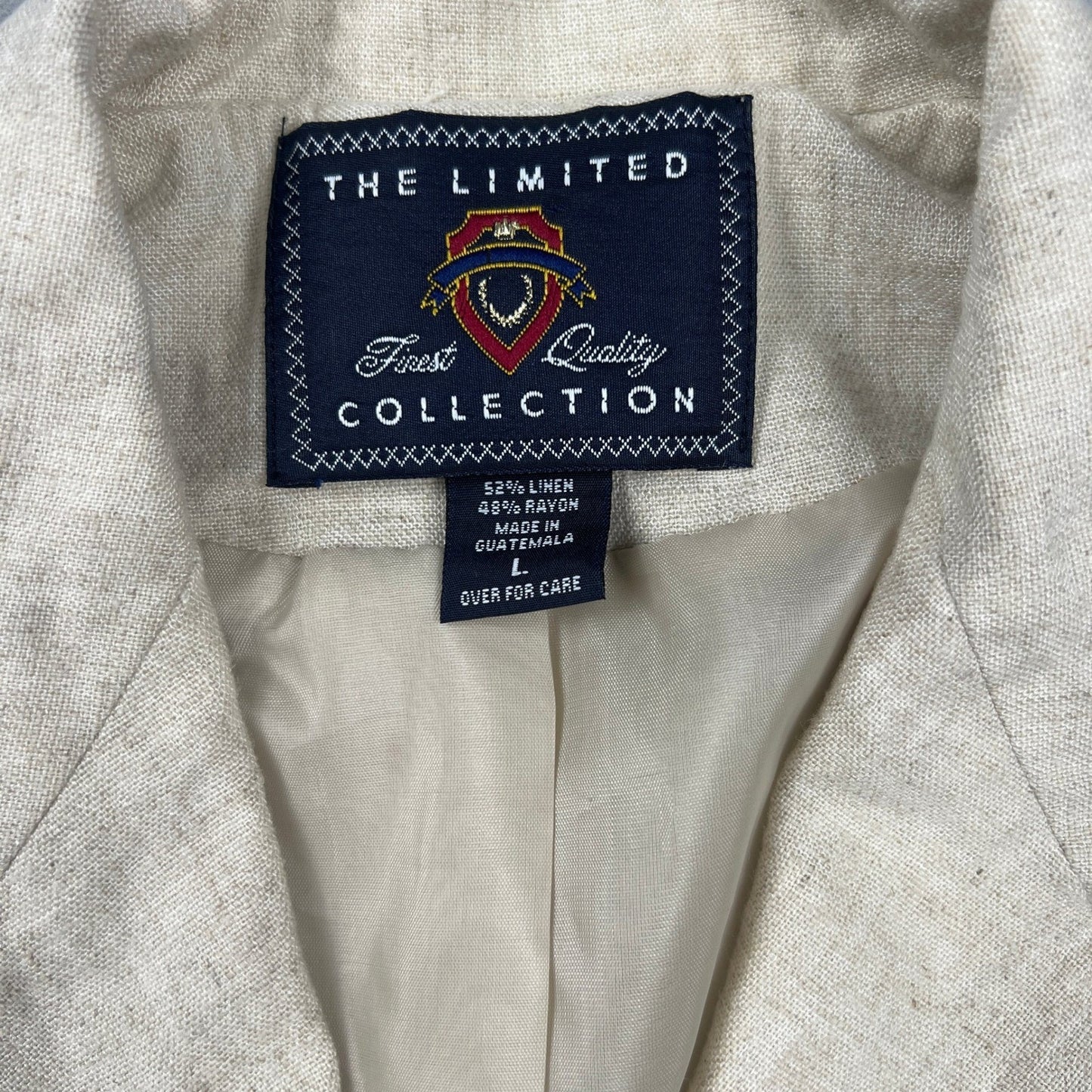 The Limited Vest Womens Large Beige Linen Blend Tailored Neutral Chic Academia