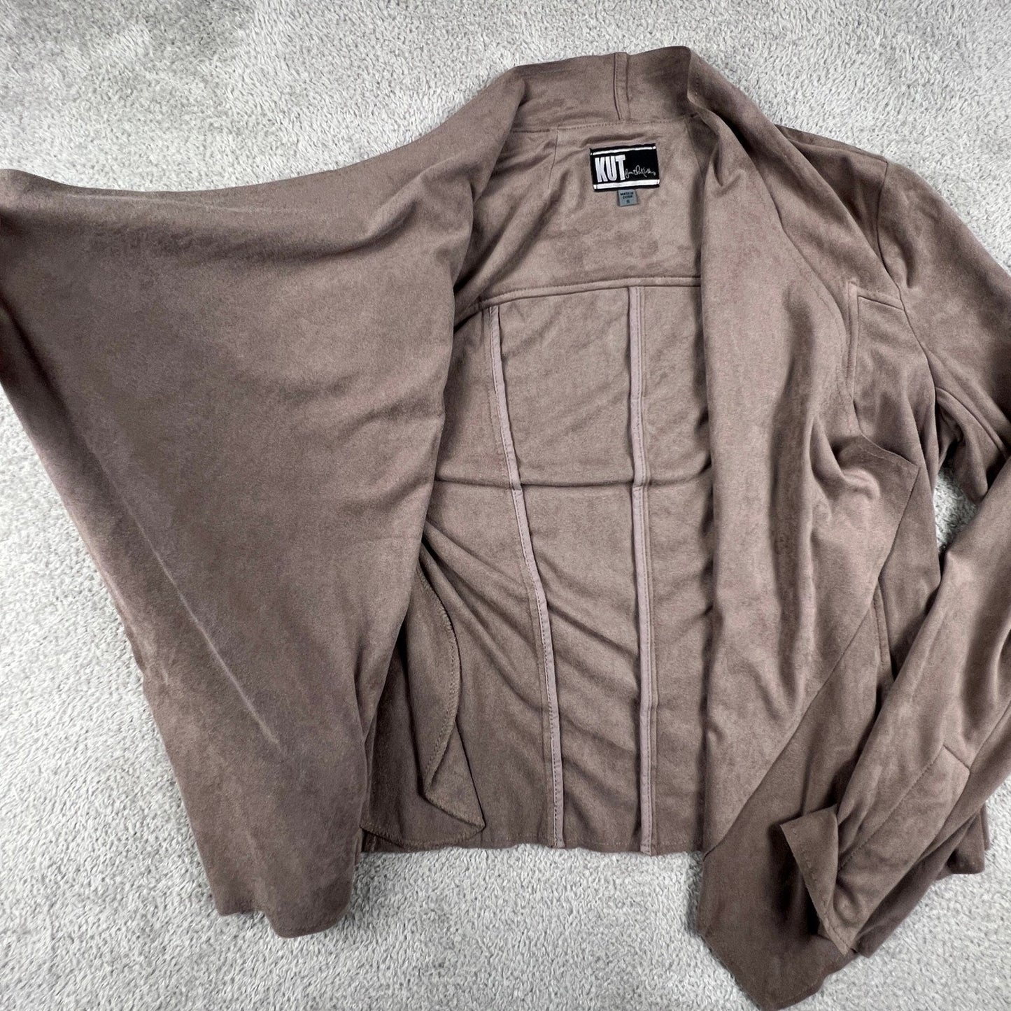 Kut from the Kloth Faux Suede Jacket Womens Small Brown Front Moto Boho