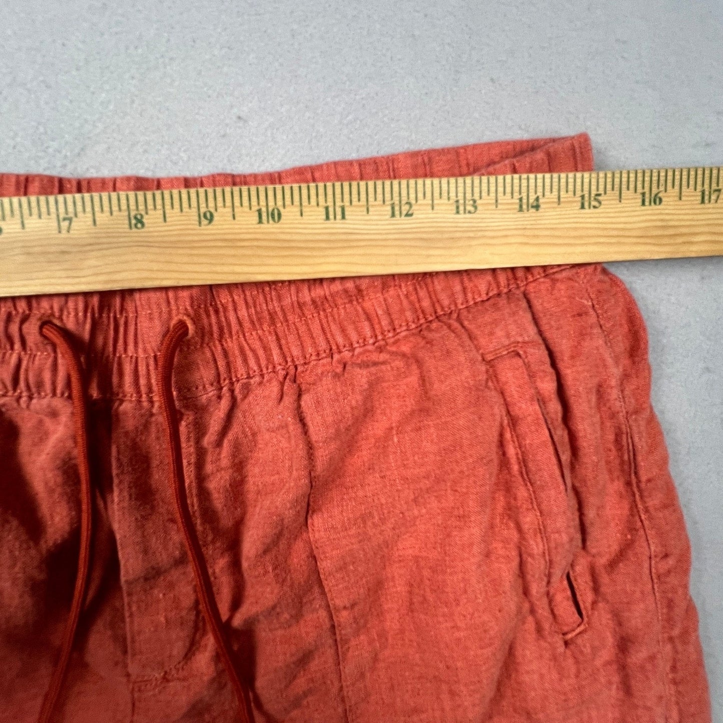 Athleta Cabo Linen Jogger Pants Womens 10P Orange Wide Leg Crop Casual Summer