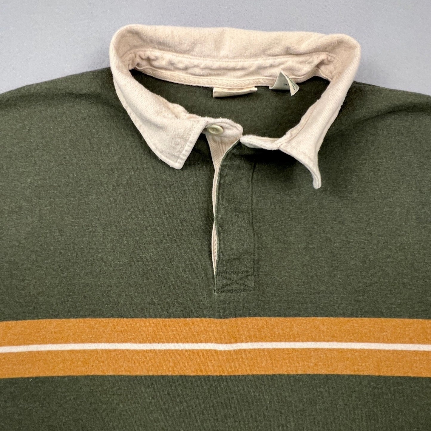 VTG St Johns Bay Rugby Shirt Mens 2XLT Long Sleeve Striped Cotton Blend Casual