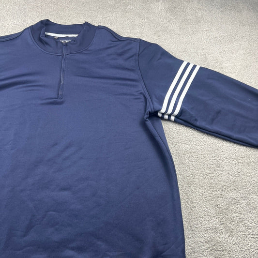 Adidas Quarter Zip Pullover Mens XL Navy Blue Excellent 3 Stripe Performance