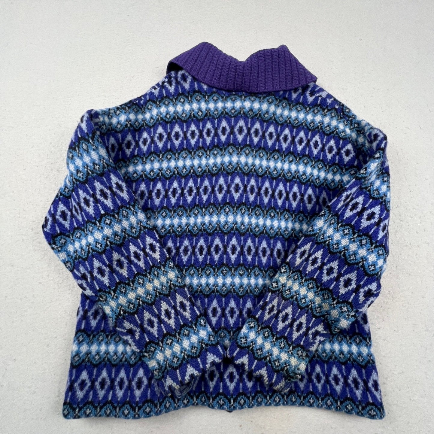 Vintage Iceland Jersey Modeller Cardigan Women 44 Fair Isle Knit Sweden Scando
