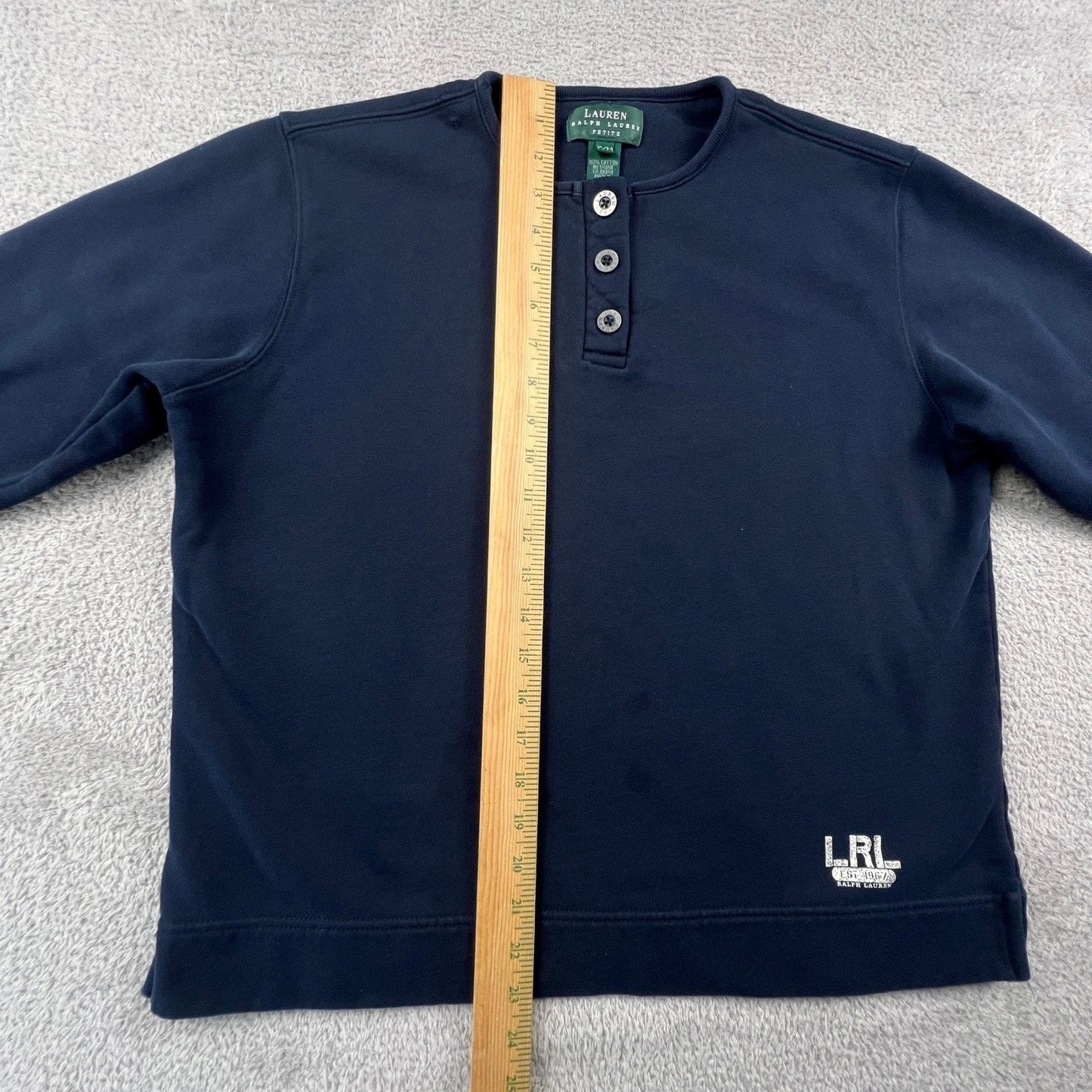 Lauren Ralph Lauren Henley Sweatshirt Womens PM Cotton Logo Casual Preppy