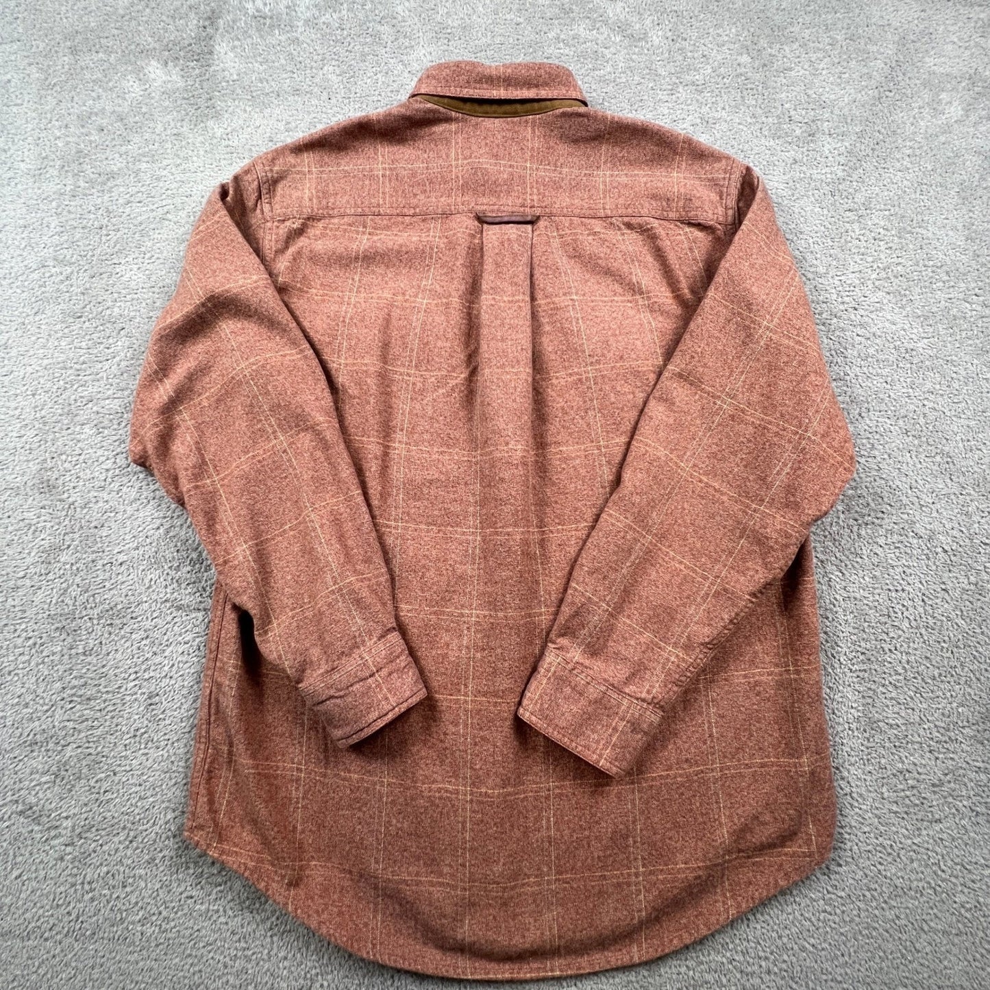 VTG Orvis Flannel Shirt Men Medium Rust Orange Plaid Elbow Patch Outdoor Rugged