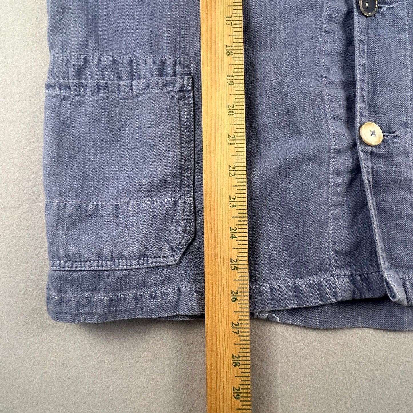 Zara Chore Jacket Womens Medium Blue Cotton Linen Utility Workwear Shacket M