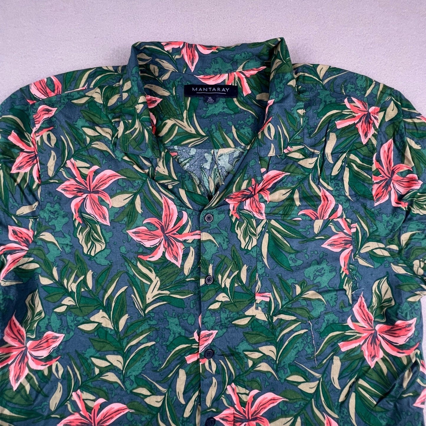 Hawaiian Button Up Shirt Mens XL Floral Tropical Summer Camp Aloha Vacation