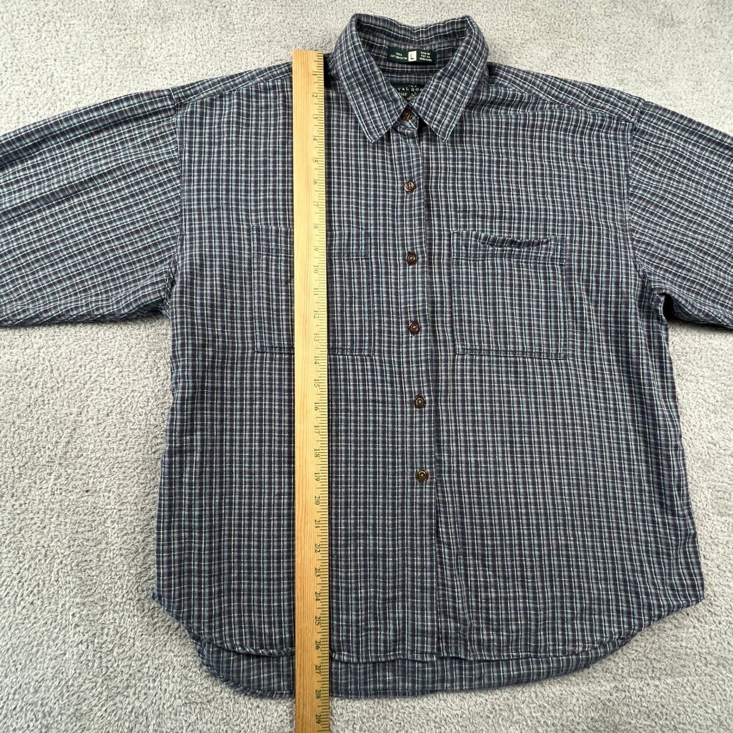 Royal Robbins Plaid Button Down Mens Large Blue Long Sleeve Cotton Flannel Shirt