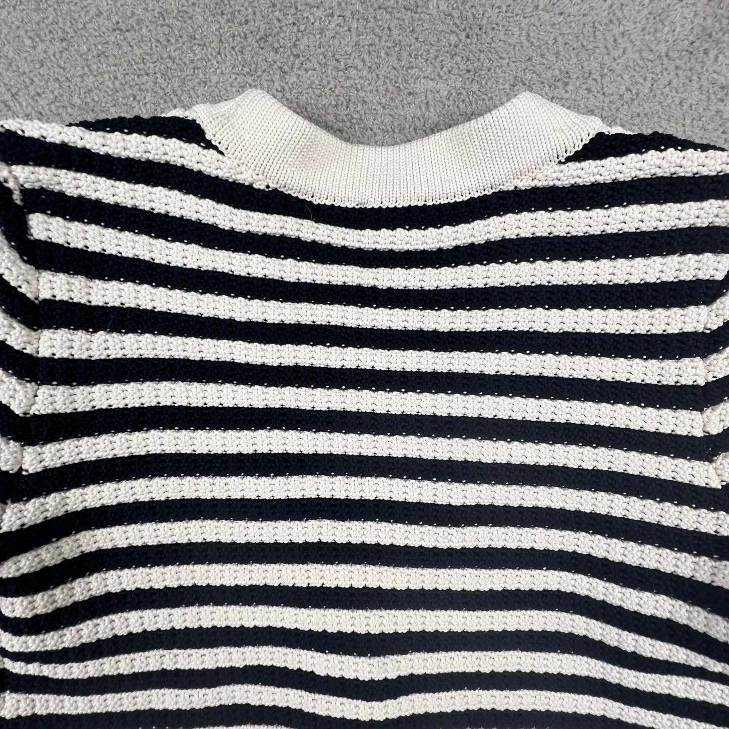 Sailor Chic Nautical Chunky Knit Striped V-Neck Sweater Talbot's Women's Medium