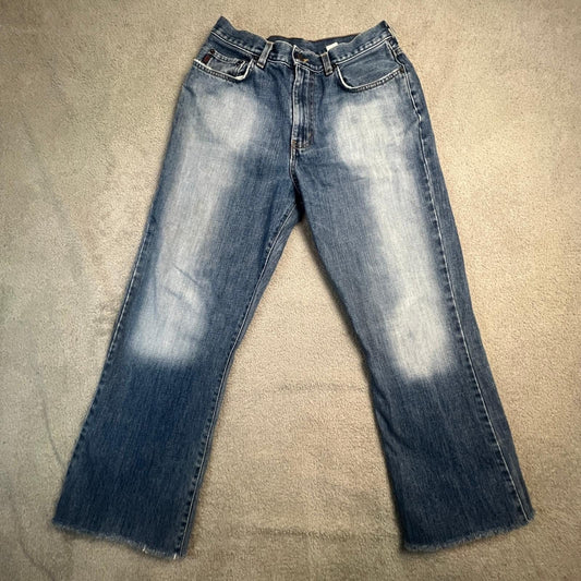 Vintage Y2K Abercrombie & Fitch Mens 31x28 Blue Faded Raw Hem Straight Leg Jeans