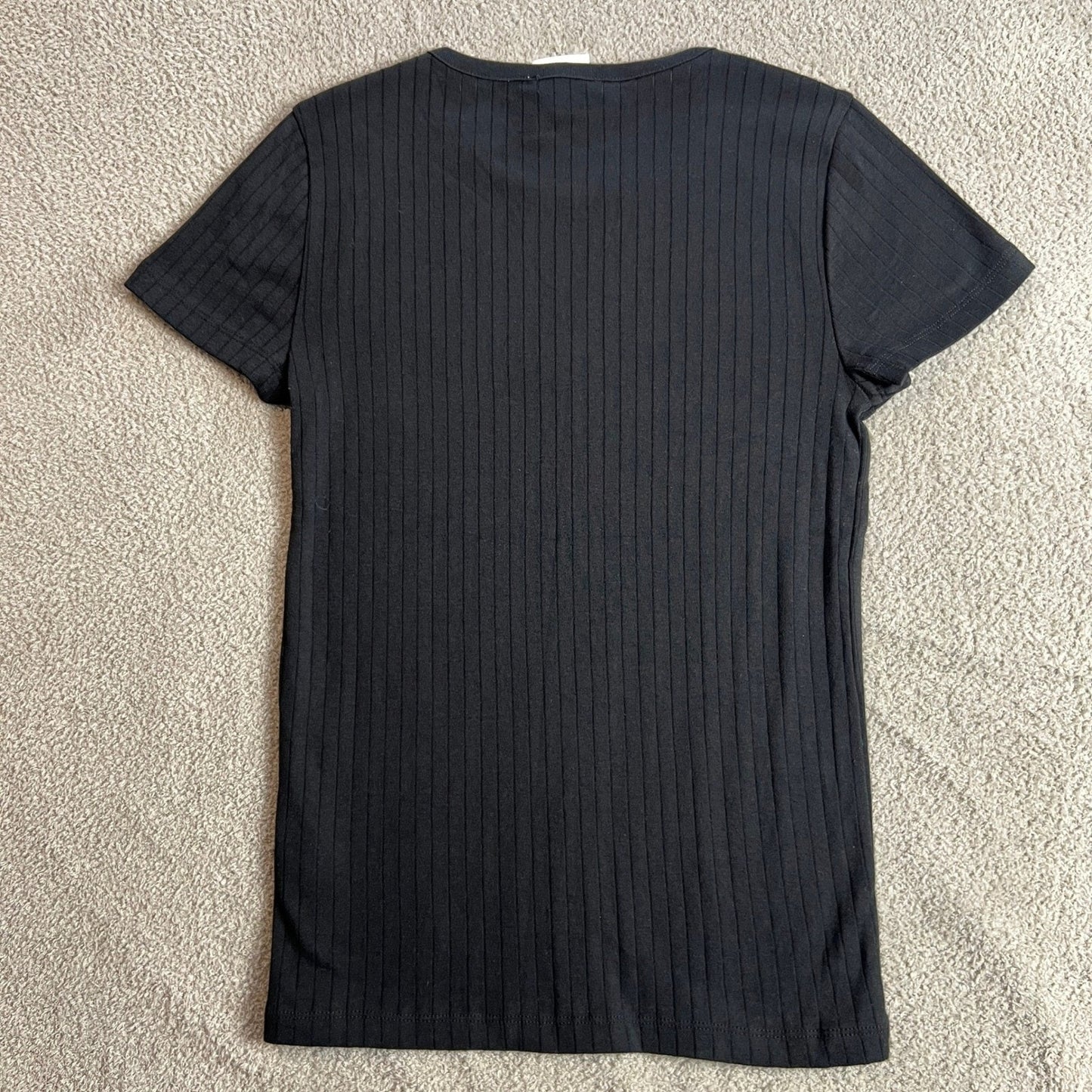 J.Crew Mercantile T-shirt Women's Medium Black Ribbed Cotton Short Sleeve