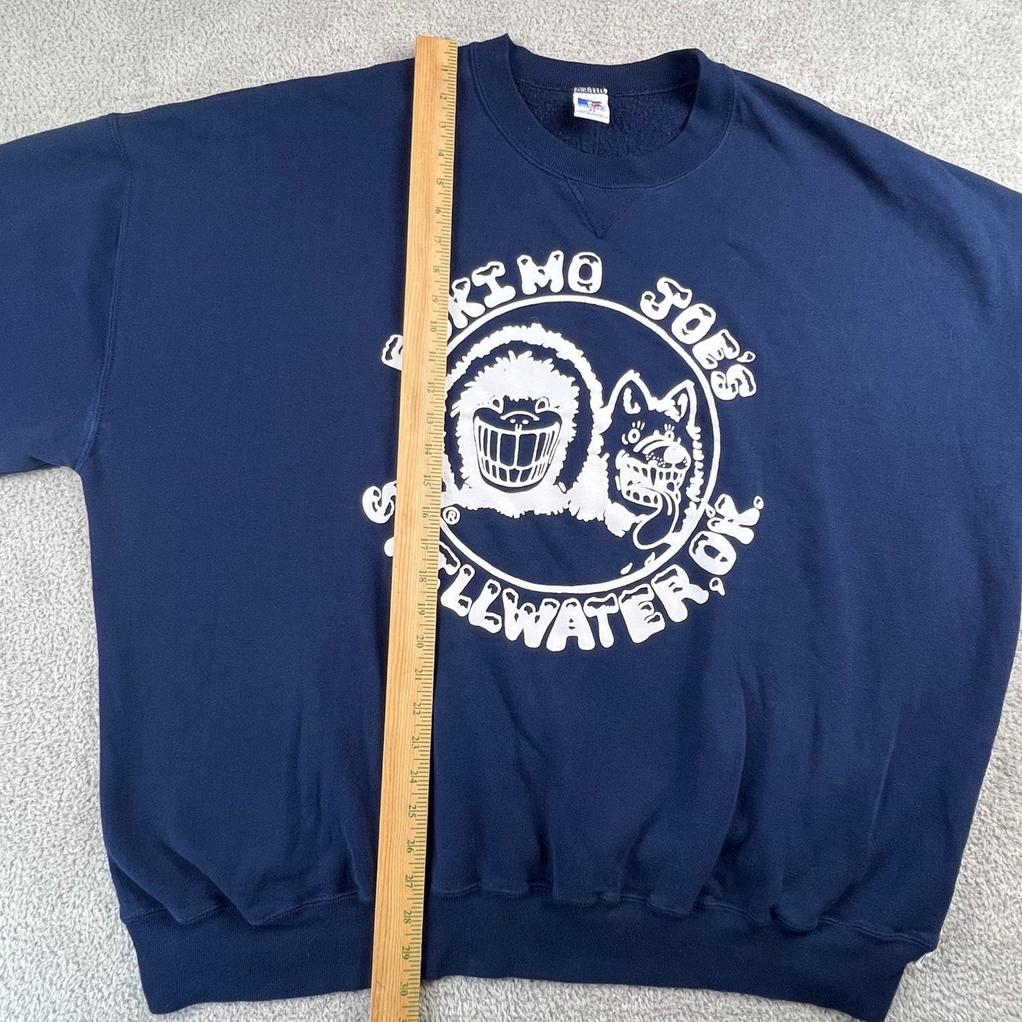 Vintage 90s Russell Athletic Eskimo Joes Sweatshirt Mens 4X Navy Stillwater USA