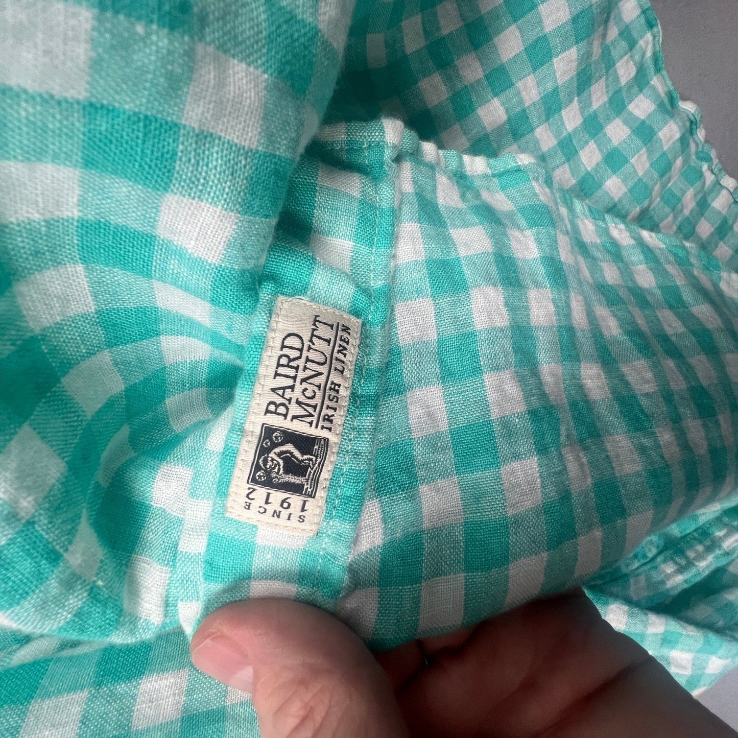 J.Crew Button Down Mens M Gingham Baird McNutt Irish Linen Classic Fit Shirt