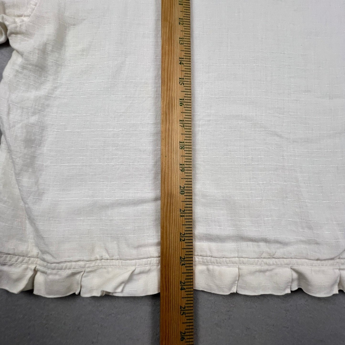 J. Jill Linen Blouse Women XL White Ruffle Hem 3/4 Sleeve Casual Relaxed Boho