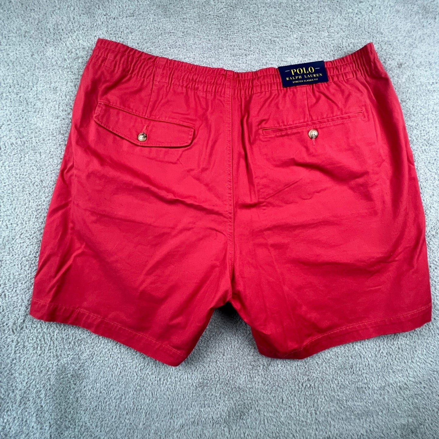 Polo Ralph Lauren Shorts Mens XXL Red Stretch Classic Fit Elastic Waist Chino