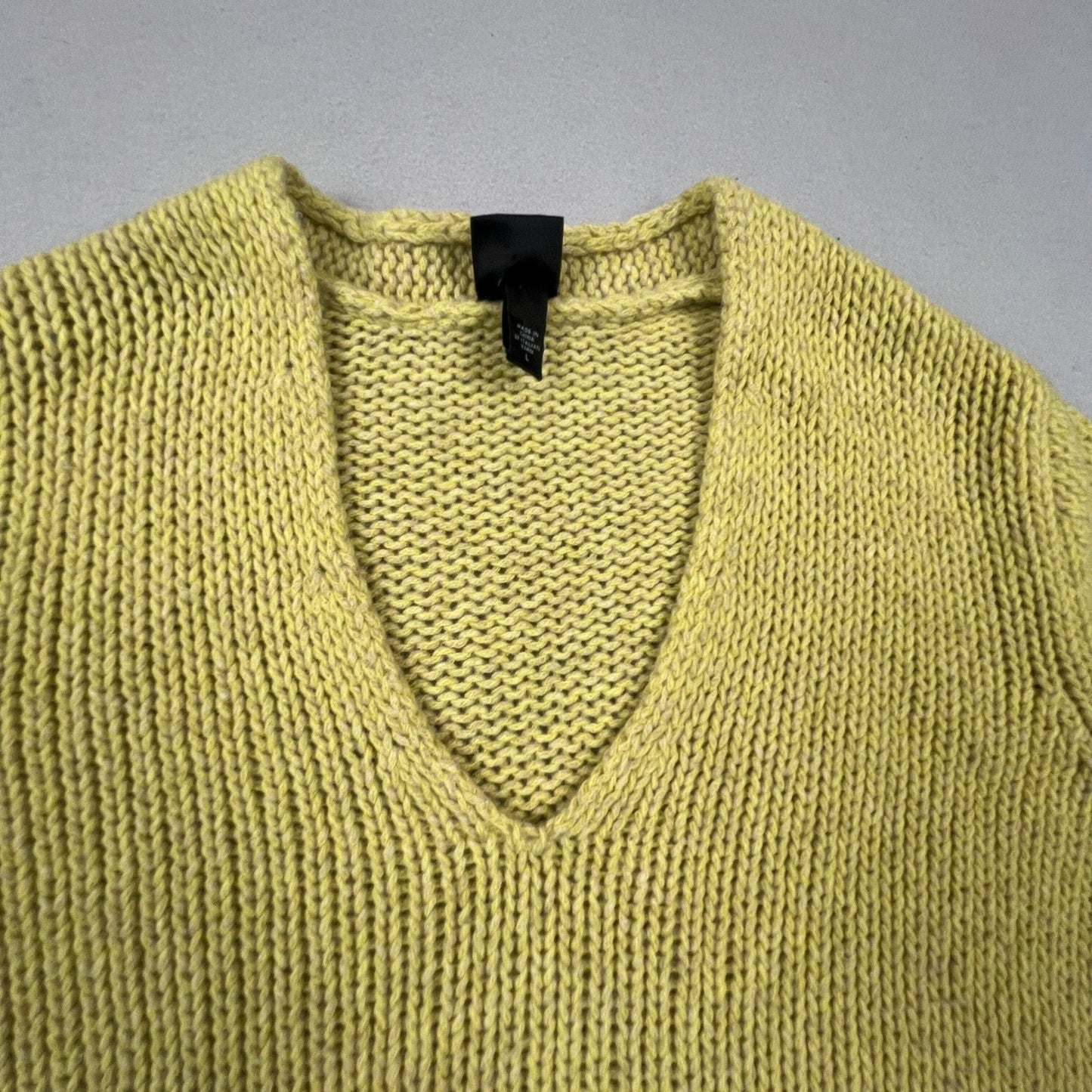 Eileen Fisher V-Neck Sweater Womens L Green Wool Alpaca Knit Pullover Minimalist