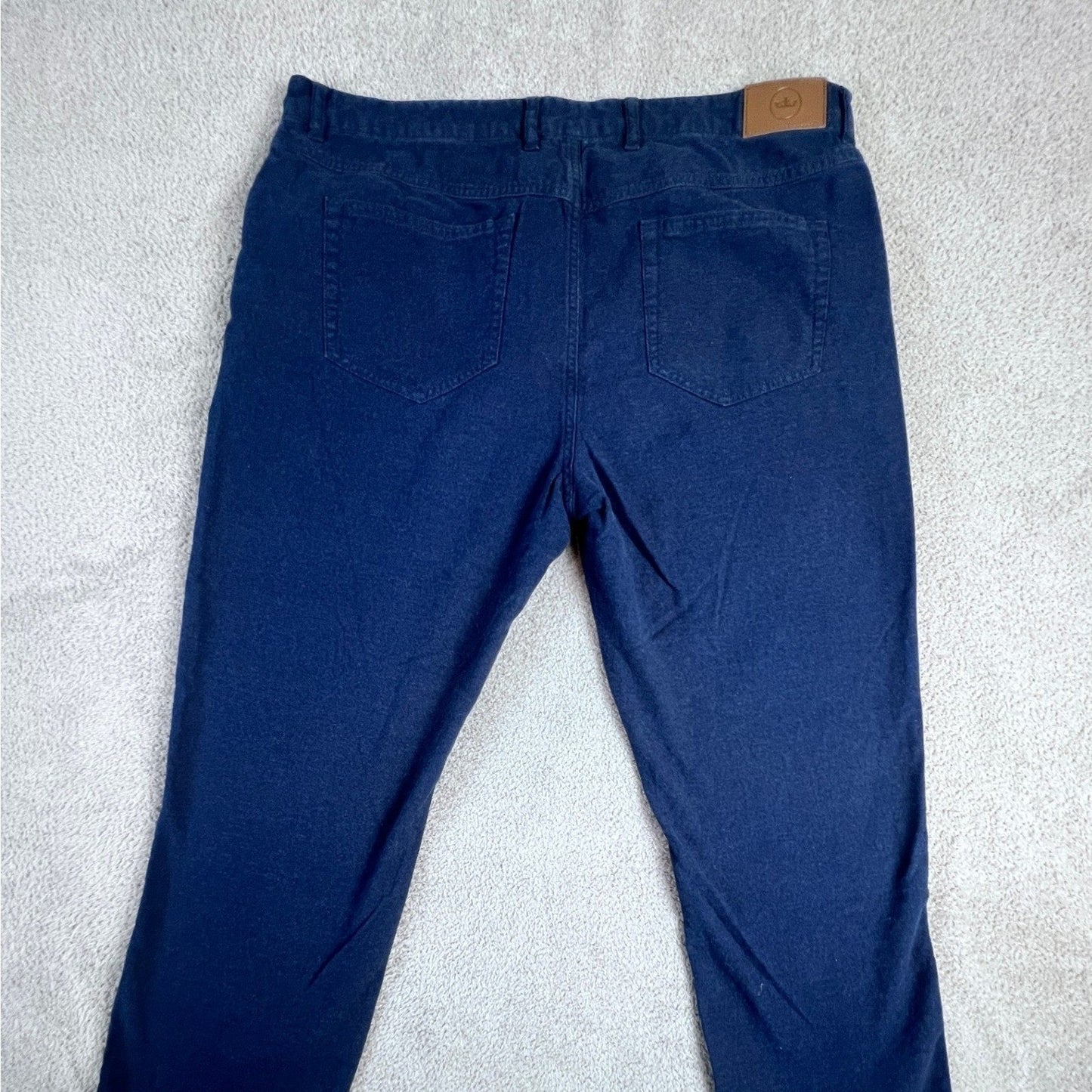 Peter Millar Mens Casual Pants 38 Navy Blue Five Pocket Brushed Cotton Blend