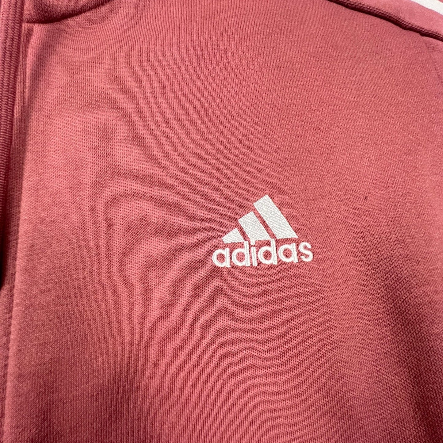 Adidas Full Zip Hoodie Mens Large Mauve Pink 3-Stripe Fleece Athletic IX0166
