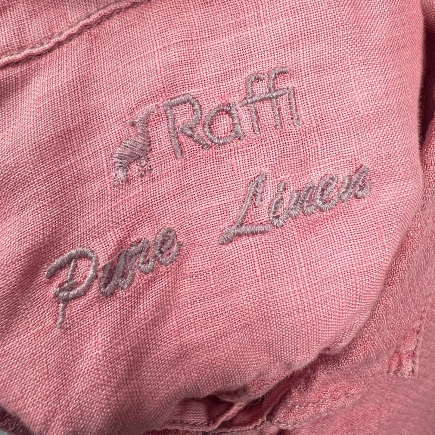 Raffi Button Down Shirt Womens Small Pink 100% Pure Linen Casual Summer