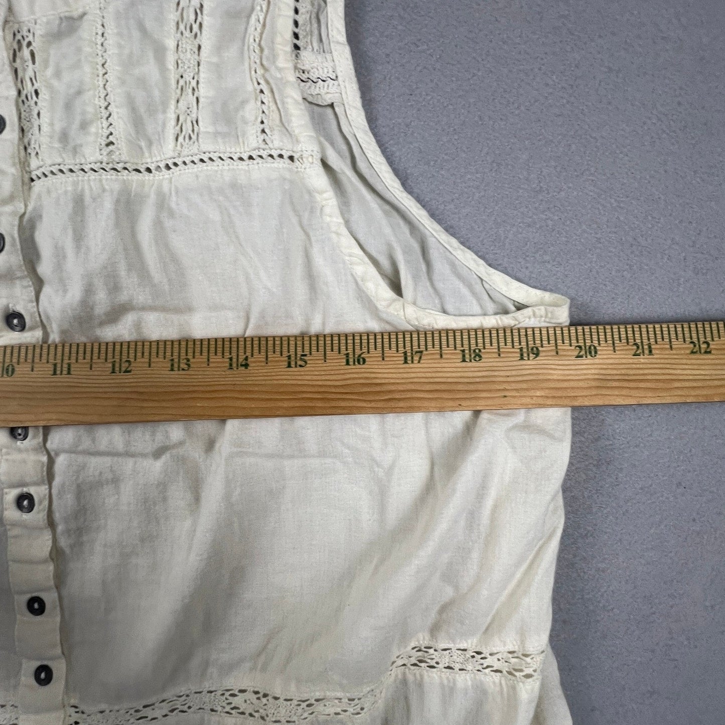 100% Cotton Silver Jeans Co Tank Top Women XL Cream Crochet Lace Boho Fairycore Blouse